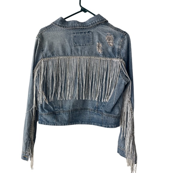 Rhinestone fringe Jean jacket - Picture 1 of 3